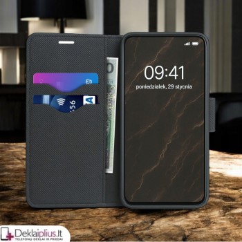 Telone atverčiamas dėklas su skyreliais - juodas (Motorola Moto G75 5G) Telone atverčiamas dėklas su skyreliais - juodas (Motorola Moto G75 5G)